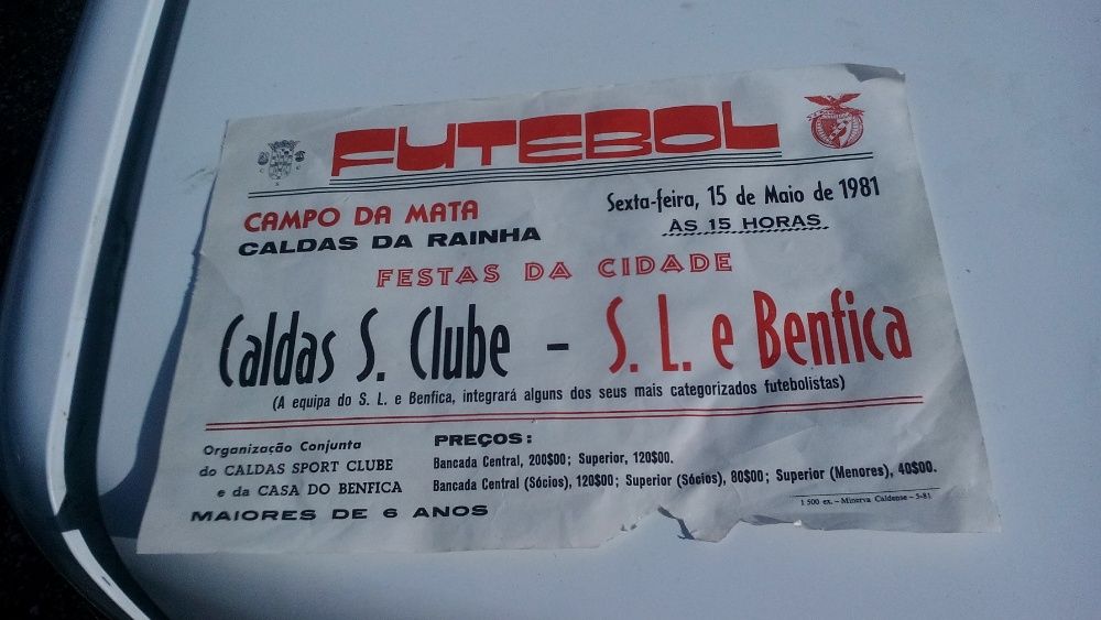 panfletos grandes do Caldas-Benfica