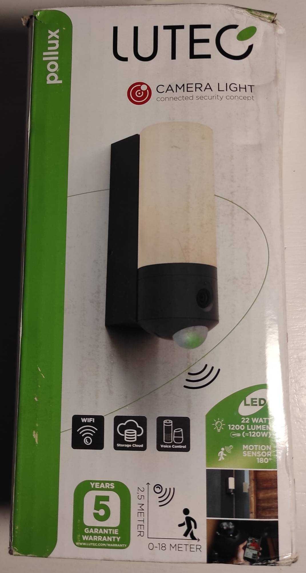 LUTEC Lampa ścienna LED Pollux z kamerą audio/wideo | czujnik ruchu