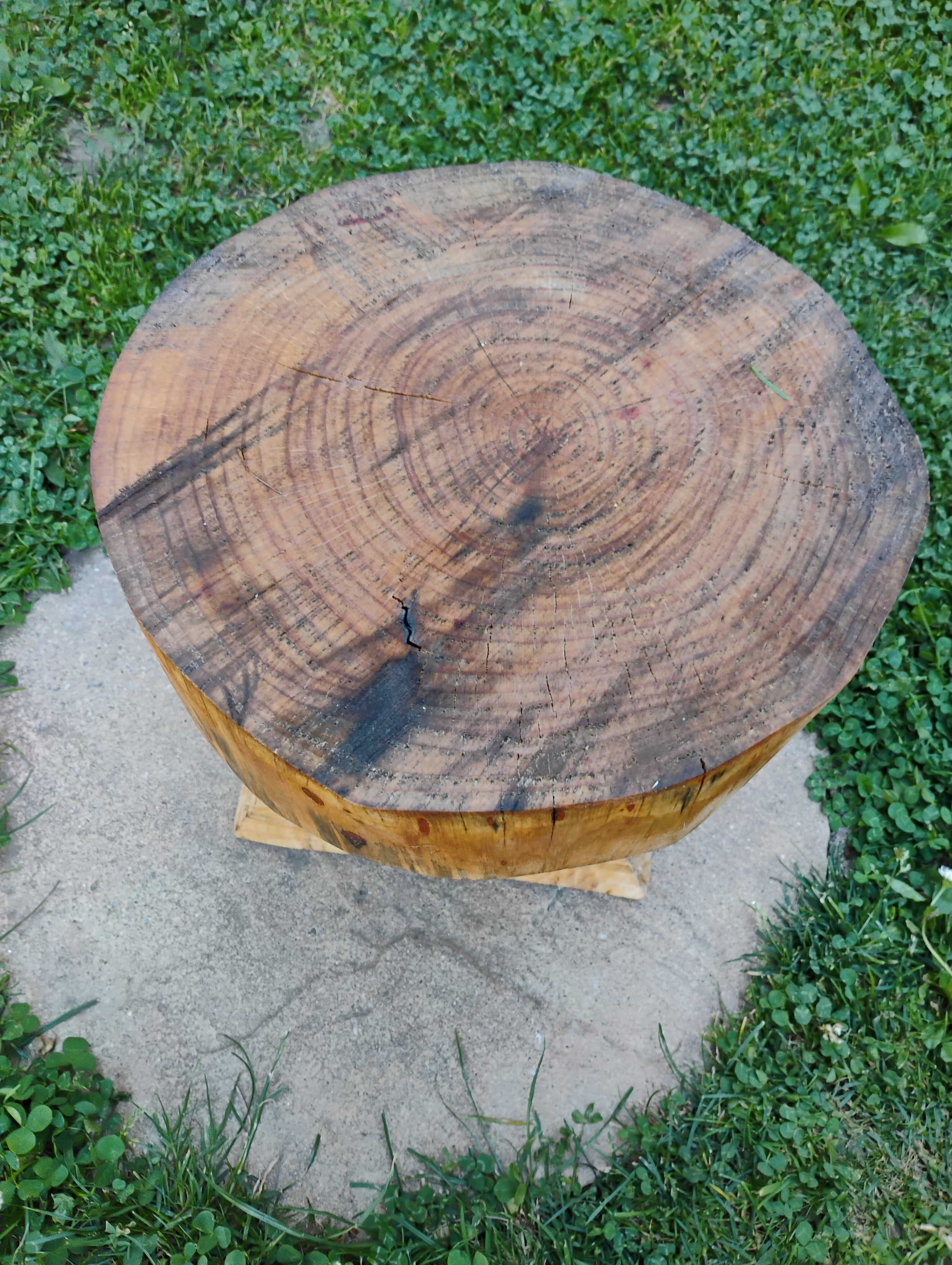 Taboret zydel drewniany z litego drewna