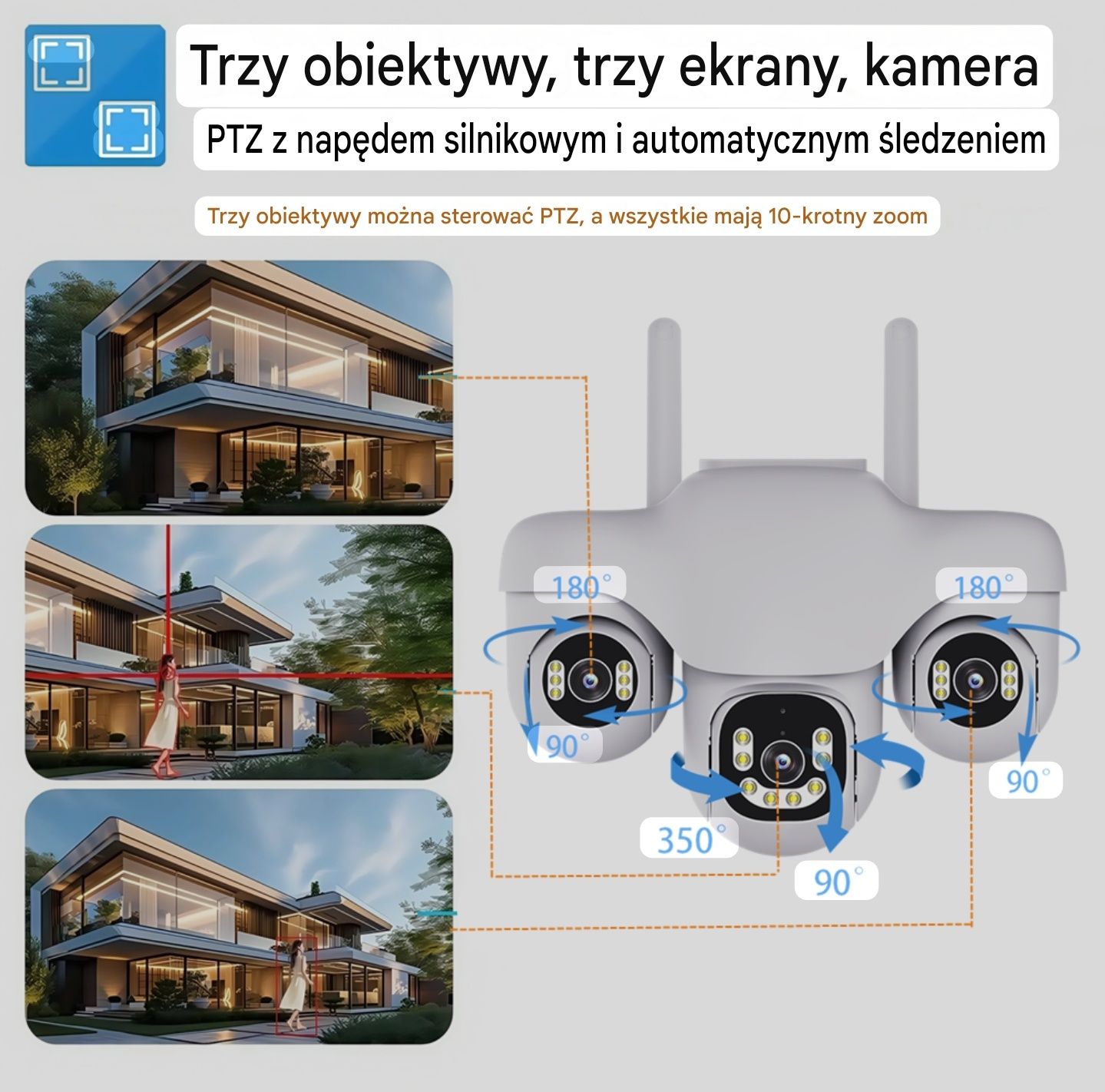 Kamera WIFI 3 obiektywy 15MP Obrotowa IP66