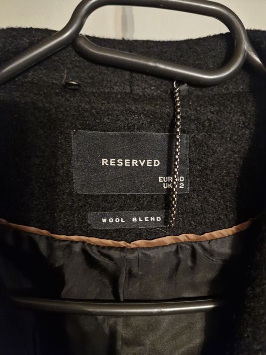 Płaszcz Reserved L 40 czarny z wełną