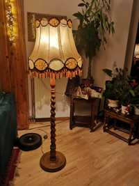 Stara, oryginalna lampa stojąca noga dębowa