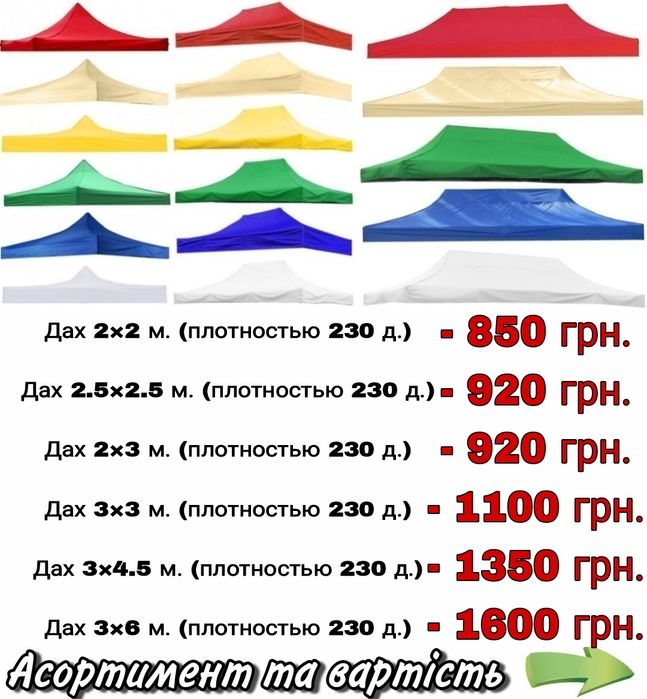 Шатер, палатка, намет 2×3 м. чорний каркас  посилений