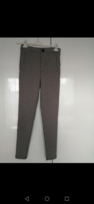 Spodnie w pepitkę, Zara, biały, czarny, czerwony