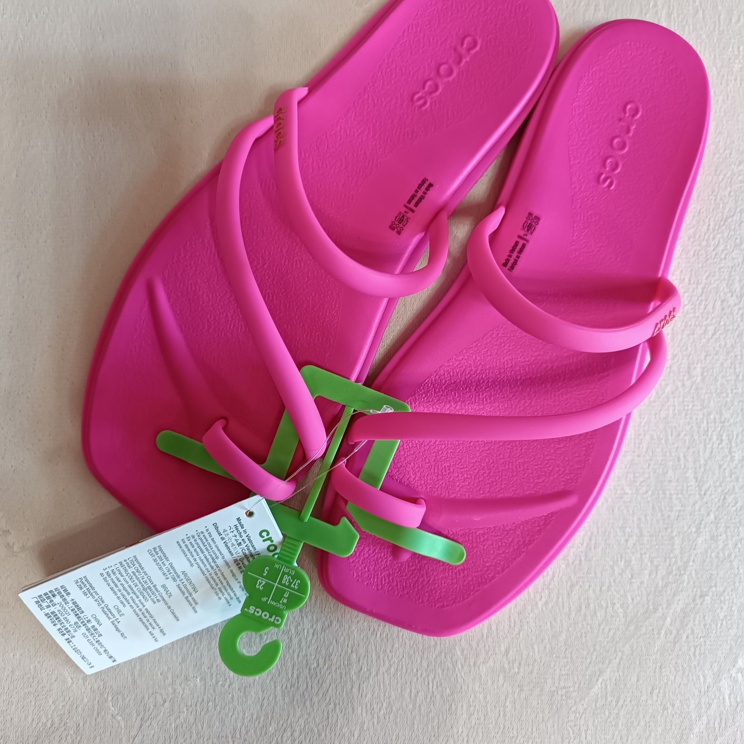 Crocs Miami Toe Loop шлепанцы женские крокс розовые через палец.