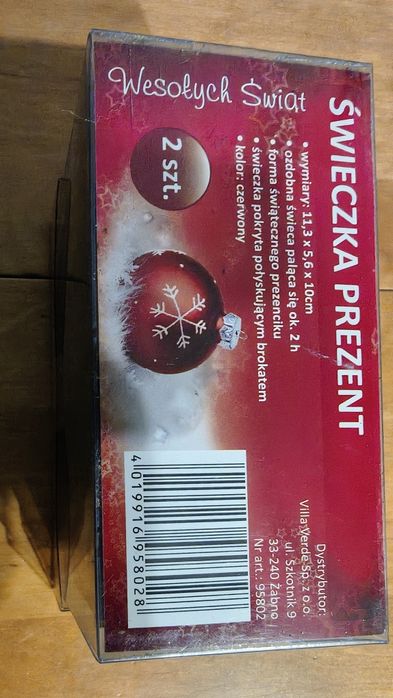 Świeczka w ksztalcie prezentu 2 sztuki