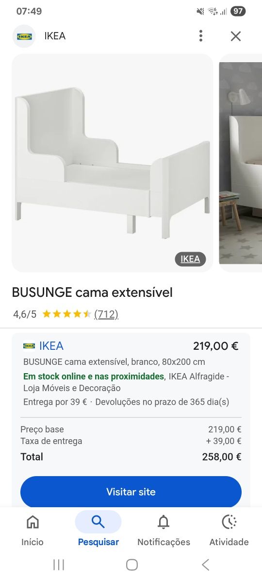 Cama de criança extensível