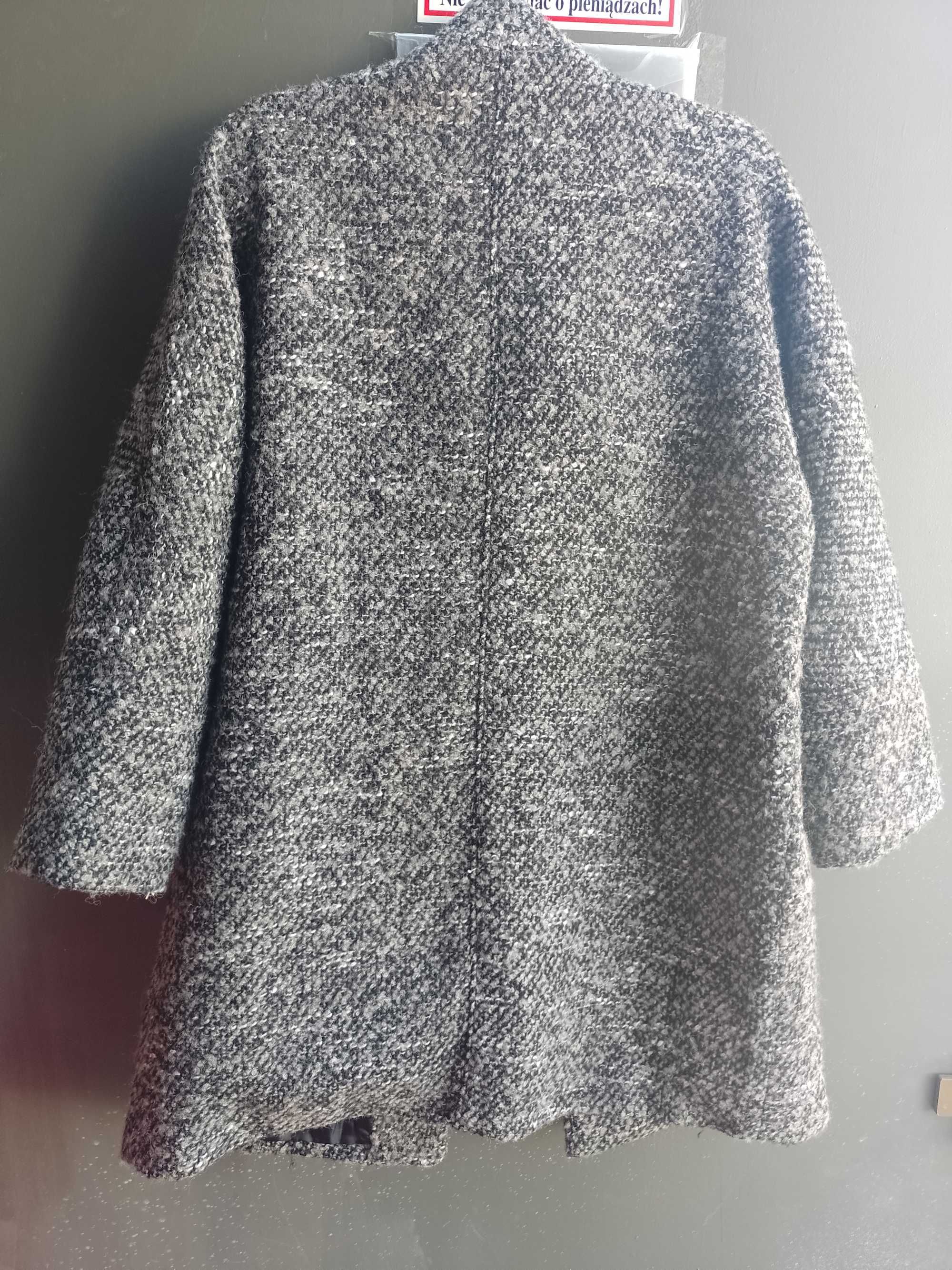 (40/L) MANGO/ Wełniany płaszcz oversize z Londynu, Wool