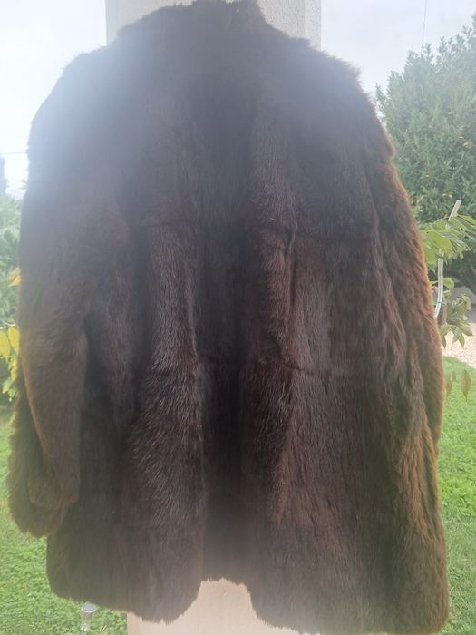 Casaco de pêlo de coelho castanho, tam. 38