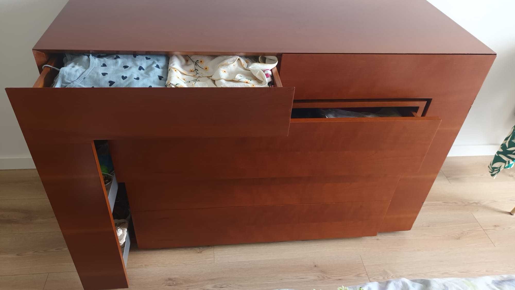 Comoda em cerejeira maciça e Wengue + mesa de cabeceira