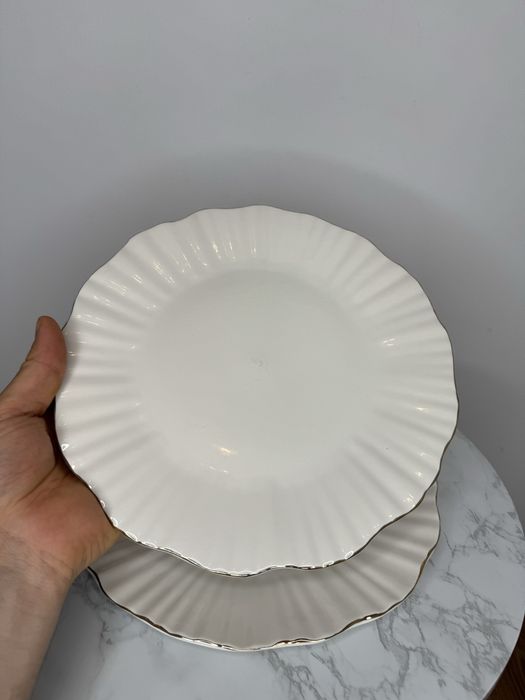 2 szt Talerze Duże Obiadowe Ozdobne Do placka Gold Arista