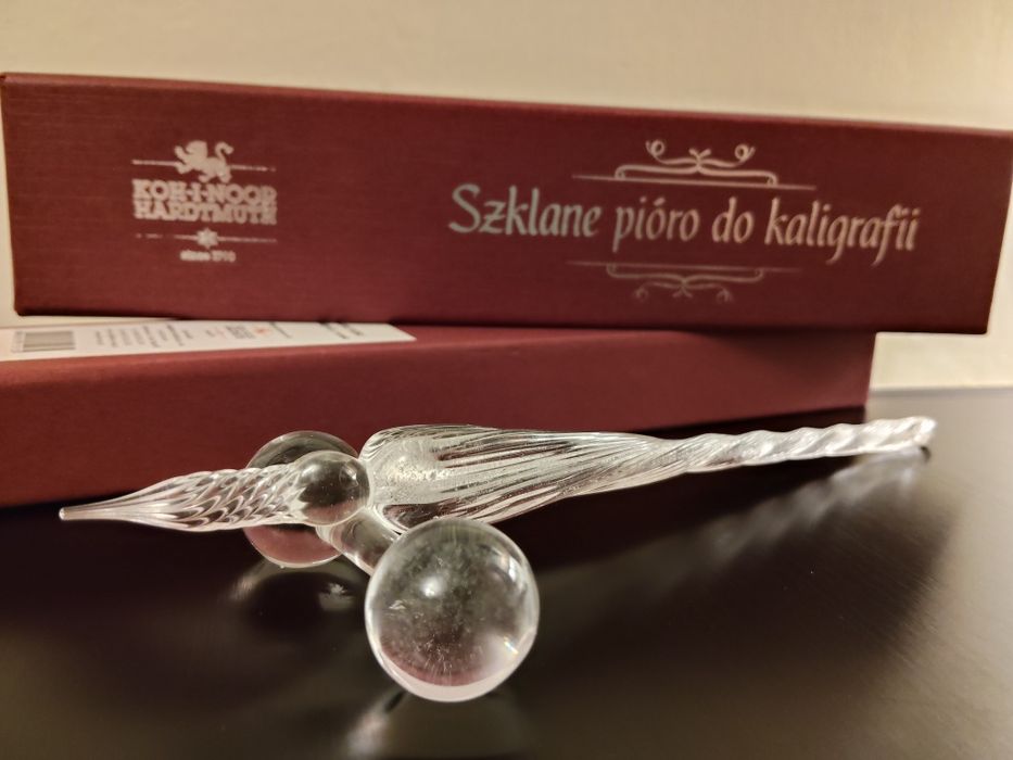 Szklane pióro do kaligrafii srebrne - Koh i noor - na prezent
