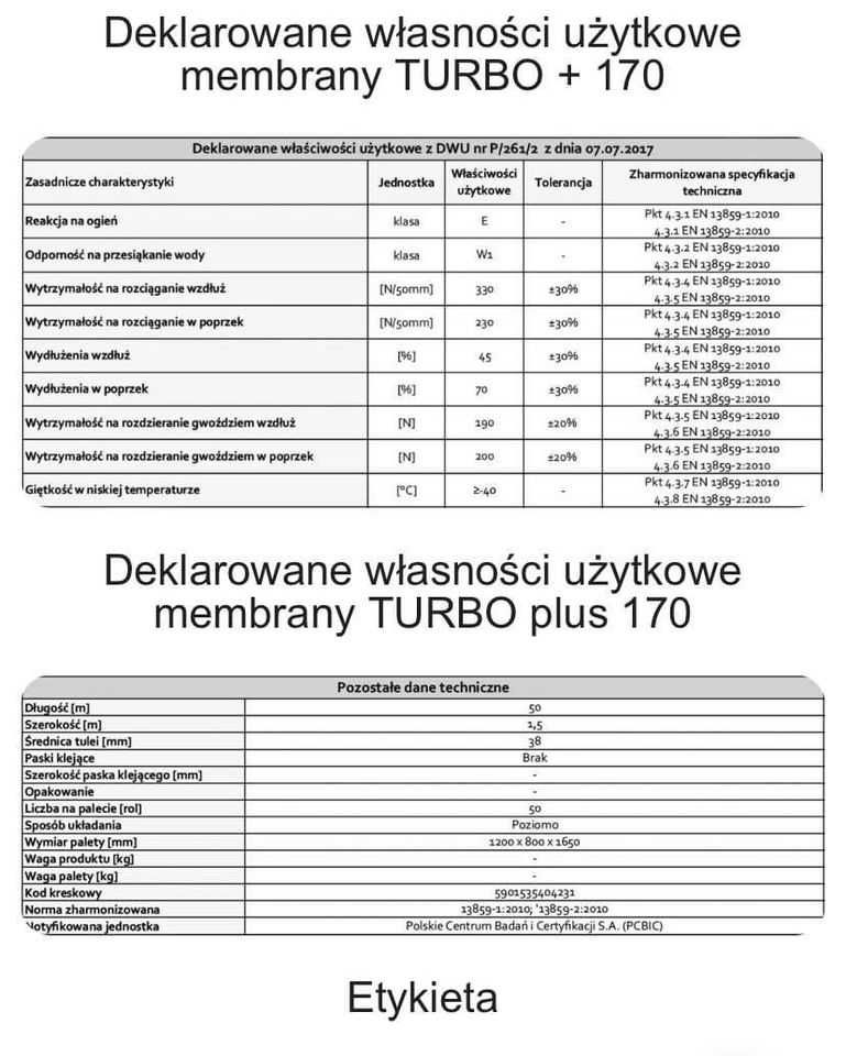 Membrana dachowa Turbo plus 3000