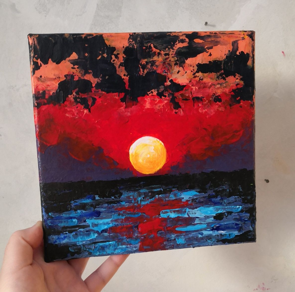 Obraz akryl zachód słońca pejzaż prezent święta art niebo słońce woda