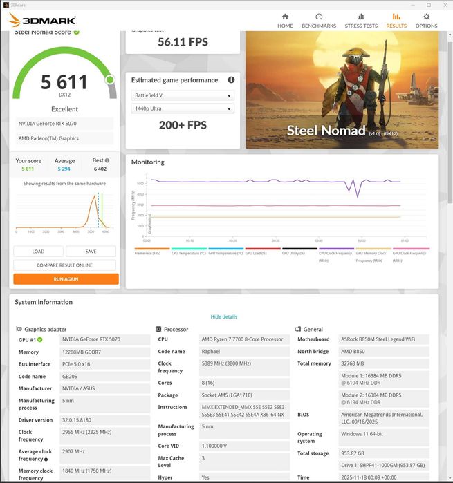 NOVO- Ryzen 7700/5070 Asus Prime/32GB Klev/1TB P41 Platinum/850WATX3.0