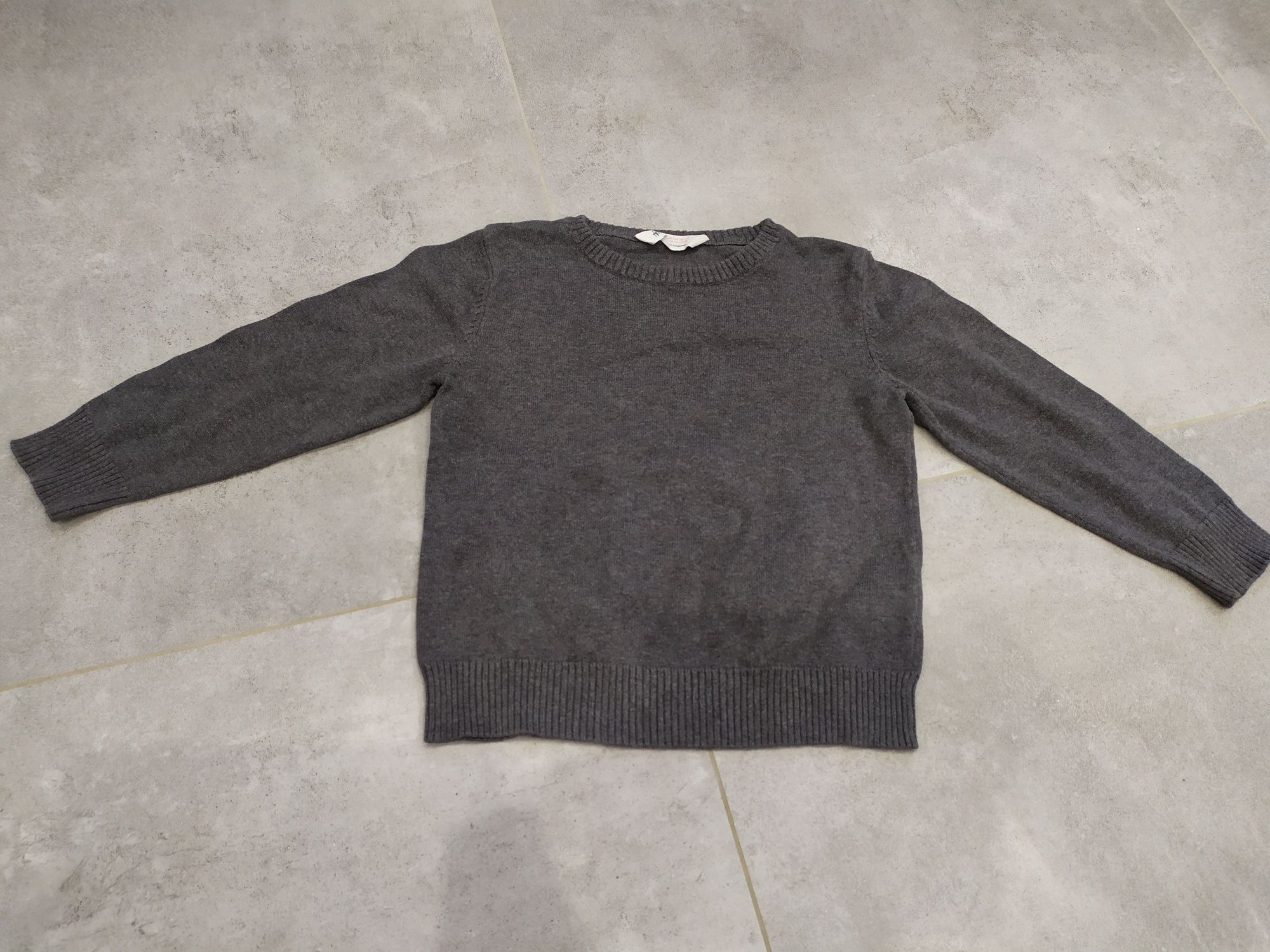 Sweter chłopięcy H&M 2-4 lata 92 104, 110 szary bdb