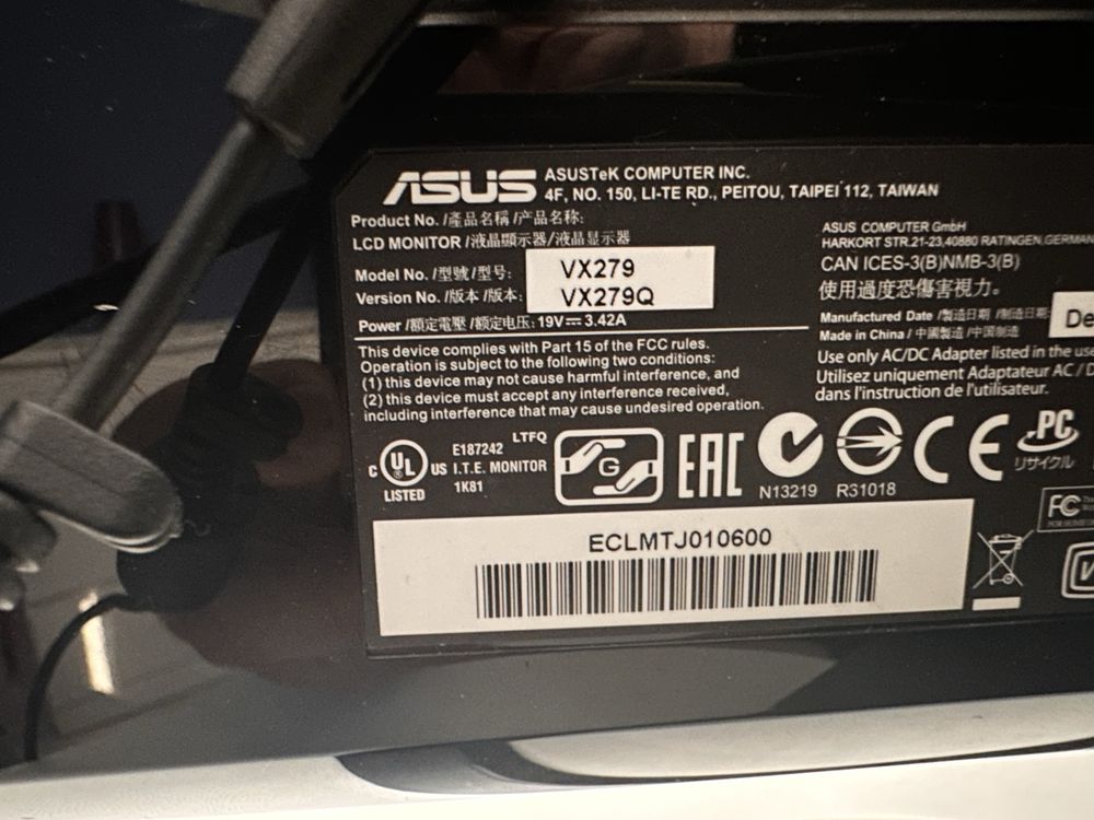 Monitor Asus VX279Q 27”