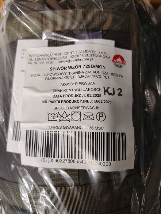 Nowy wojskowy śpiwór 729B/MON - NOWY WZÓR!!!