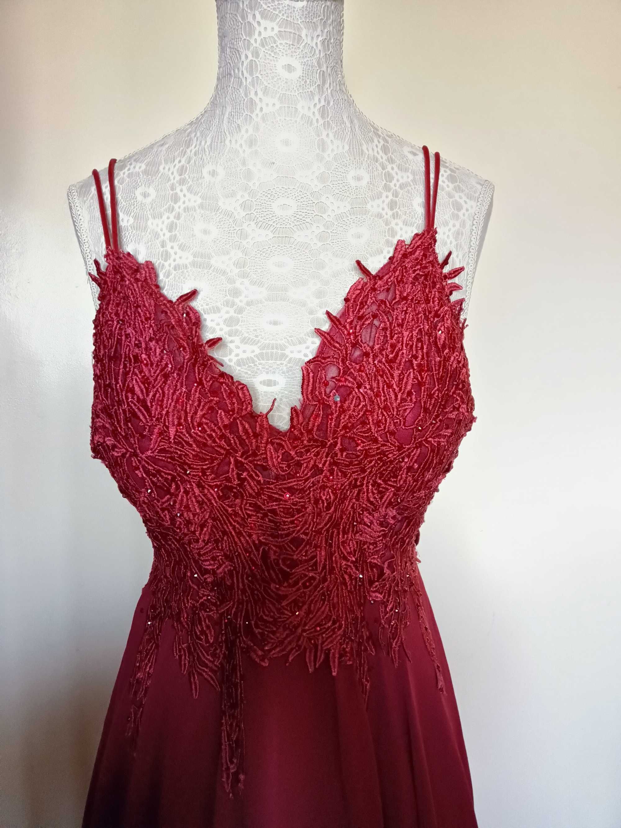 Vestido de cerimónia cor Bordeaux tamanho S