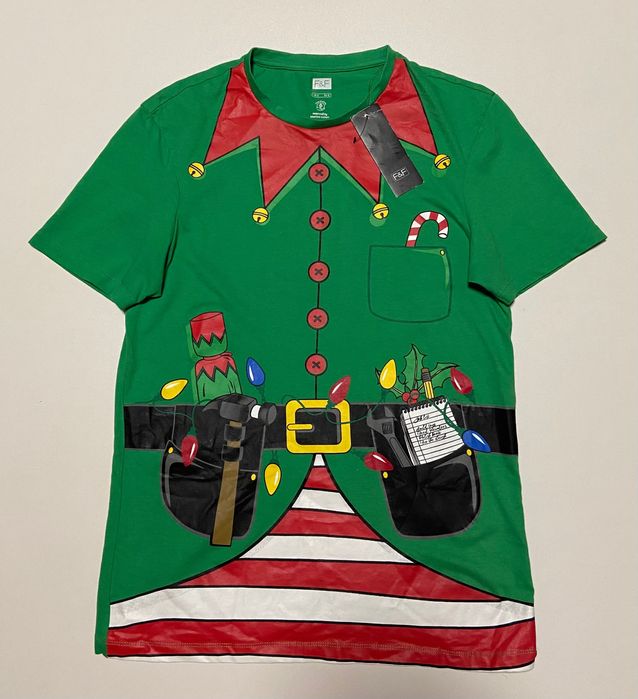 F&F S Хлопковая Мужская футболка s новогодняя новогодний эльф f&f год