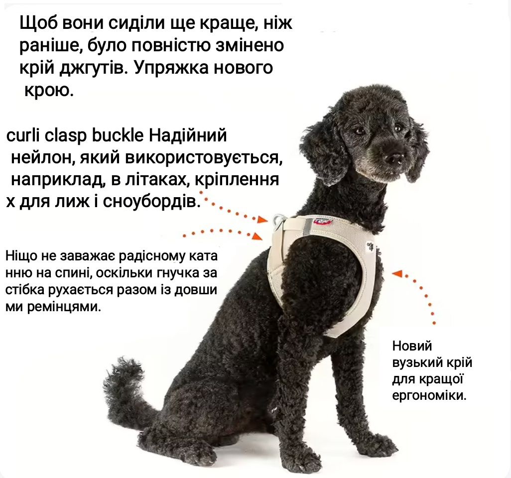 Обв'язка жилета із застібкою-завитком з повітряної сітки для собак