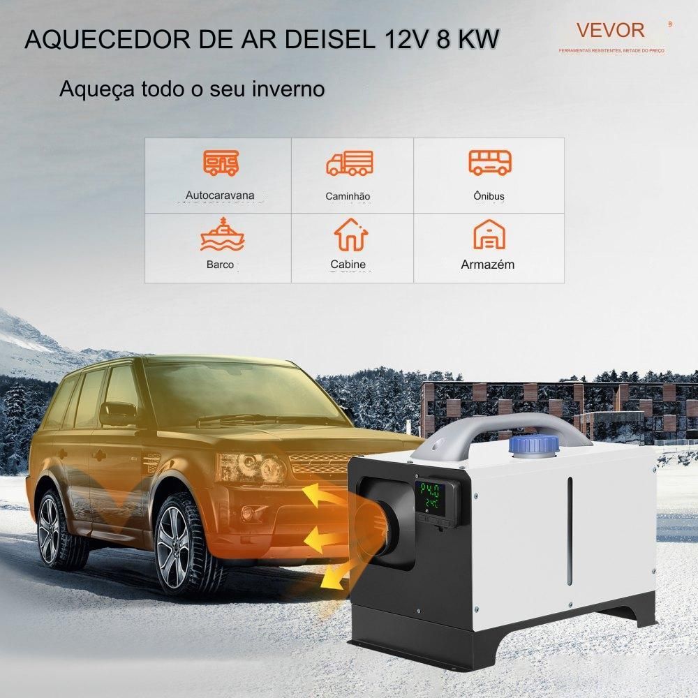 Aquecedor a Diesel 12V 8KW com LCD e Controlo Remoto