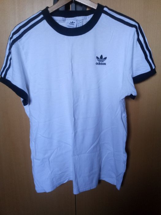 Koszulka bluzka adidas biała 3-stripes 3 paski S/M