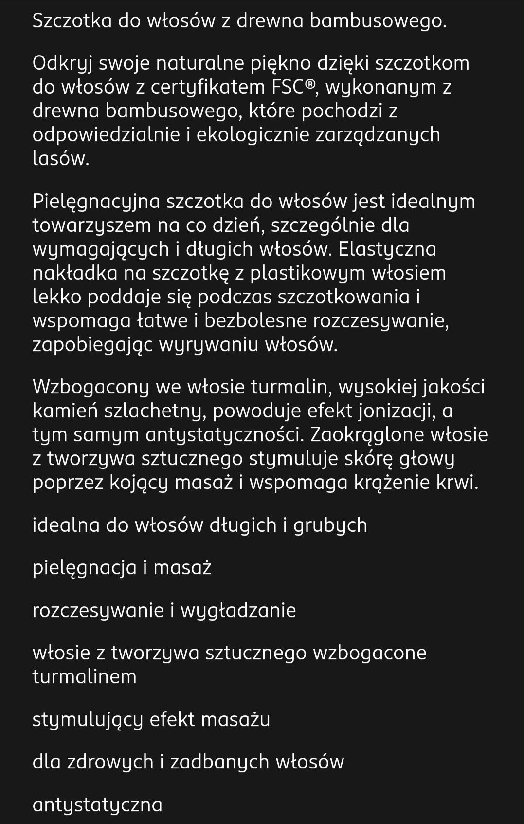 Szczotka do włosów z drewna bambusowego