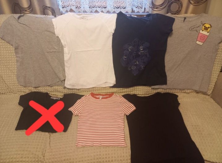 Zestaw 6 szt Koszulki, tshirty damskie/dziewczęce r. XS, S jak 164