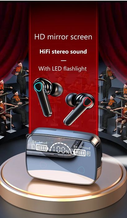 Słuchawki bezprzewodowe douszne Bluetooth BT 5.1 etui z power Bank