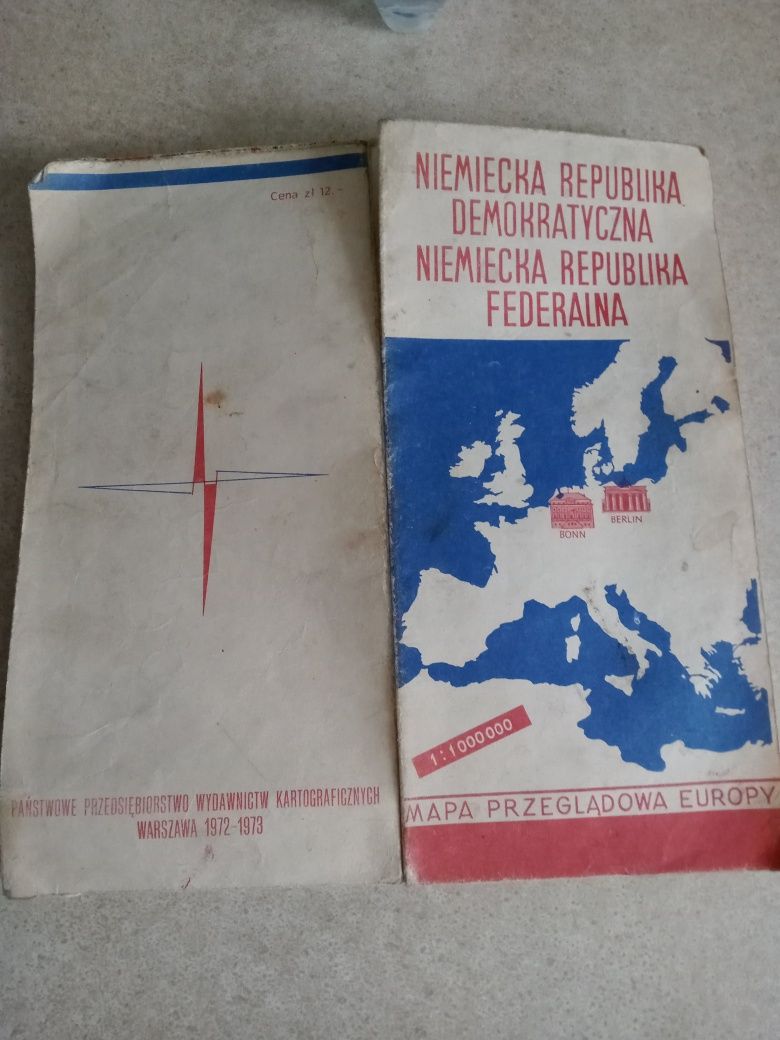 Mapa Przeglądowa Europy  NRD i NRF1972-73 r.
