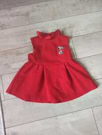 Czerwona sukienka  6-9 z pieskiem