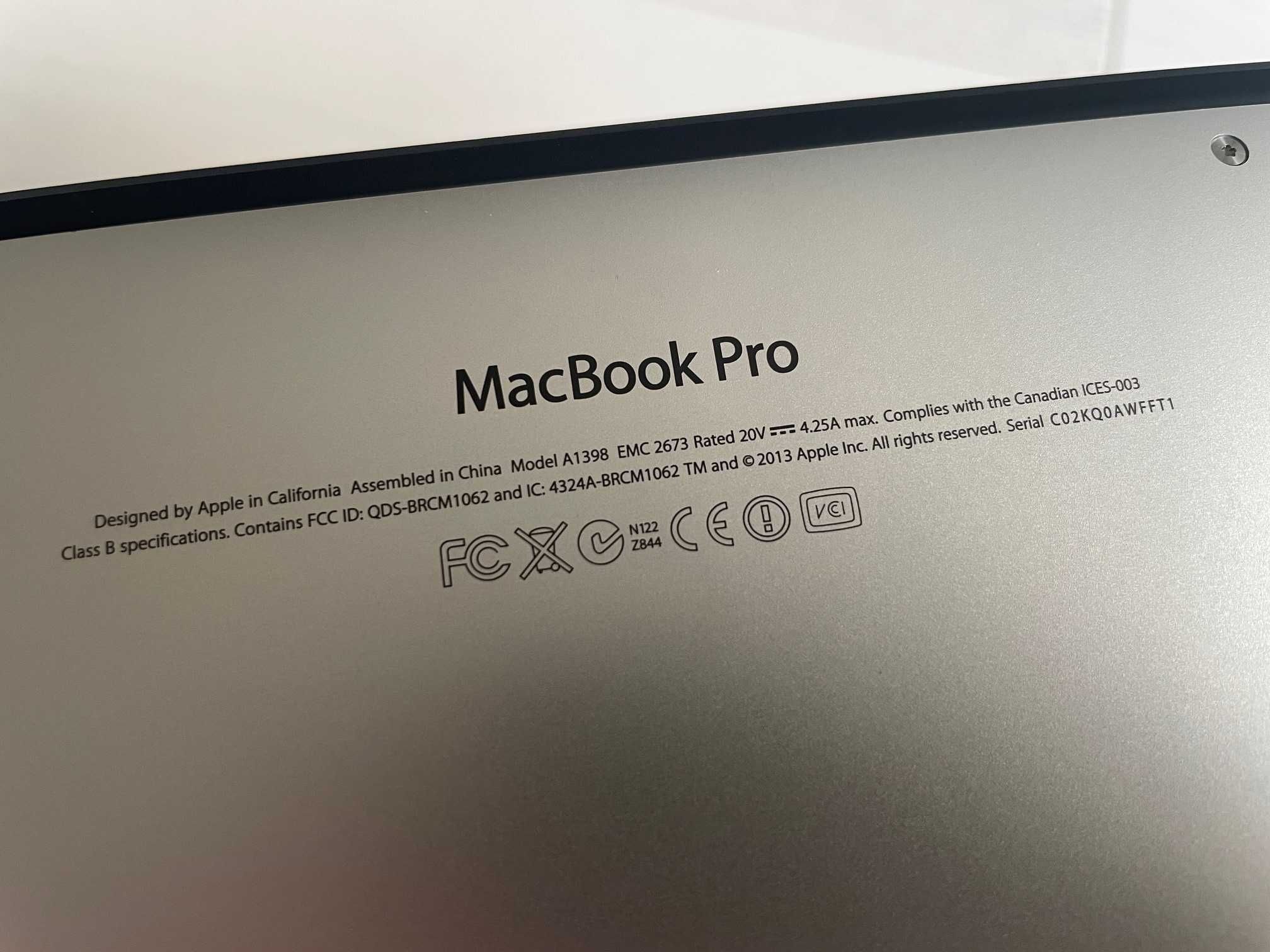 MacBook 2013 A1398 Intel HD4000/Nvidia GT650M Core i7 16 RAM 512 SSD