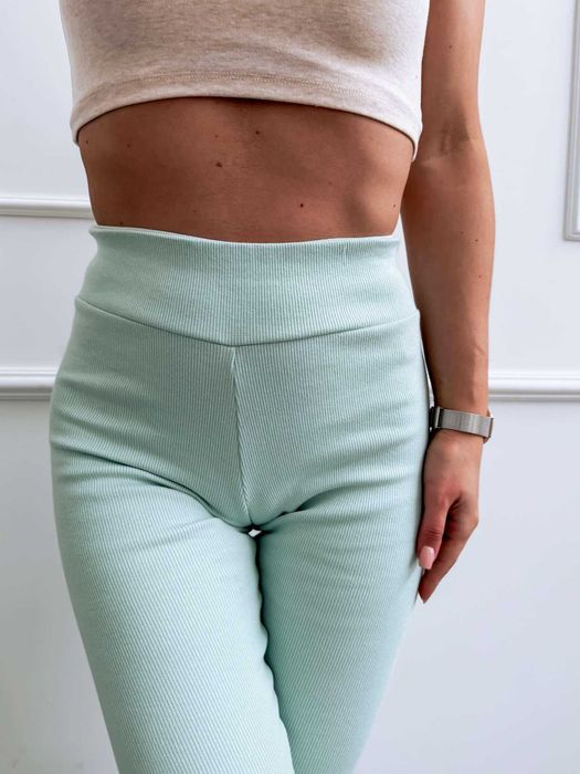 Bawełniany komplet dresy LENOSHKA bluza oversize mięta +legginsy XS/S