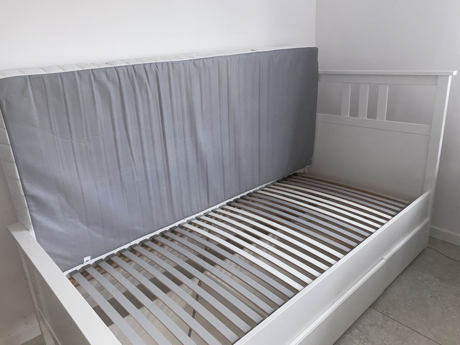 Łóżko HEMNES białe 90x200 Ikea jednoosobowe materac szuflady