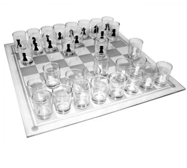 Алкогольні шахи чарки "П'яні шахи" скляна дошка