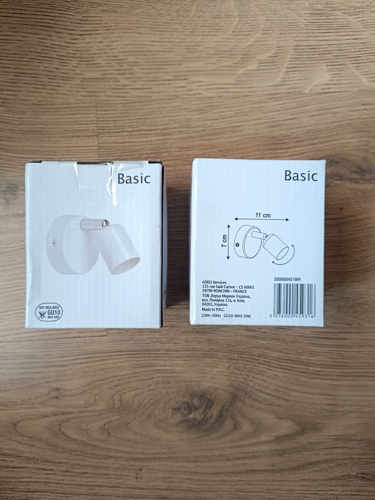 Kinkiet biały nowoczesny lampa ścienna Basic 2 szt
