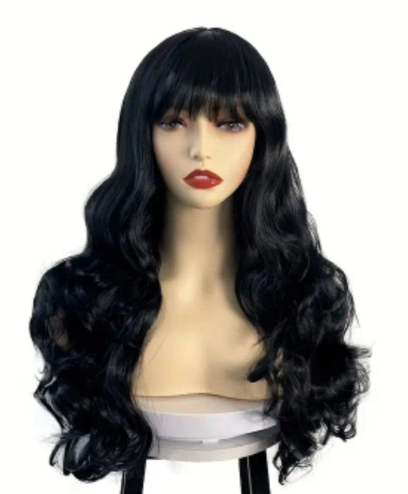 Peruka czarna włosy kręcone 66cm