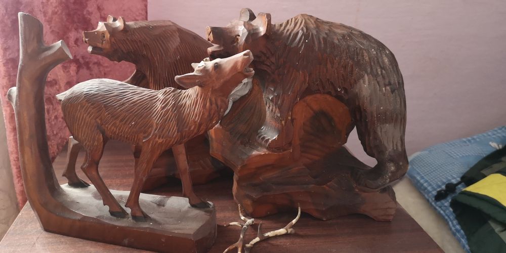 Дерев'яні вироби, дерев'яний ведмідь, олень