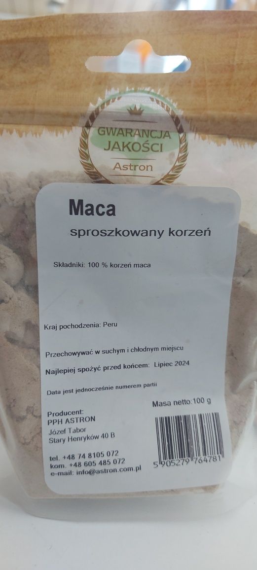 Maca korzen mielony 100g afrodyzjak, zwieksza libido, zrodlo bialka