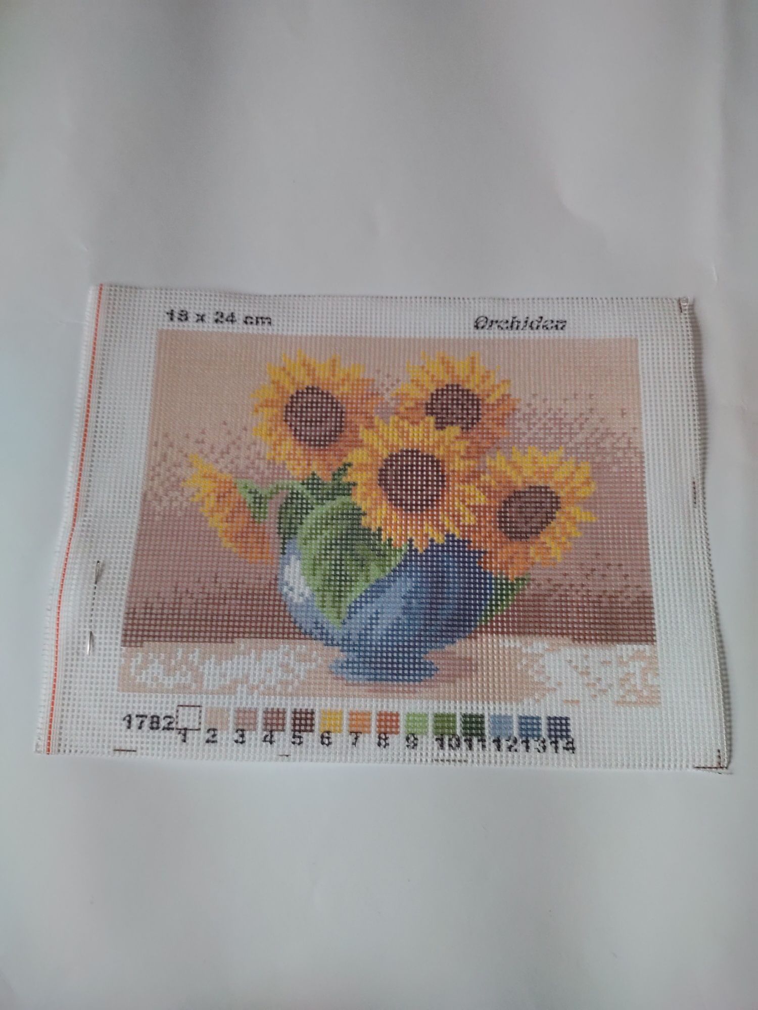 Kanwa z nadrukiem Słoneczniki haft krzyżykowy 18x24 cm+ igła