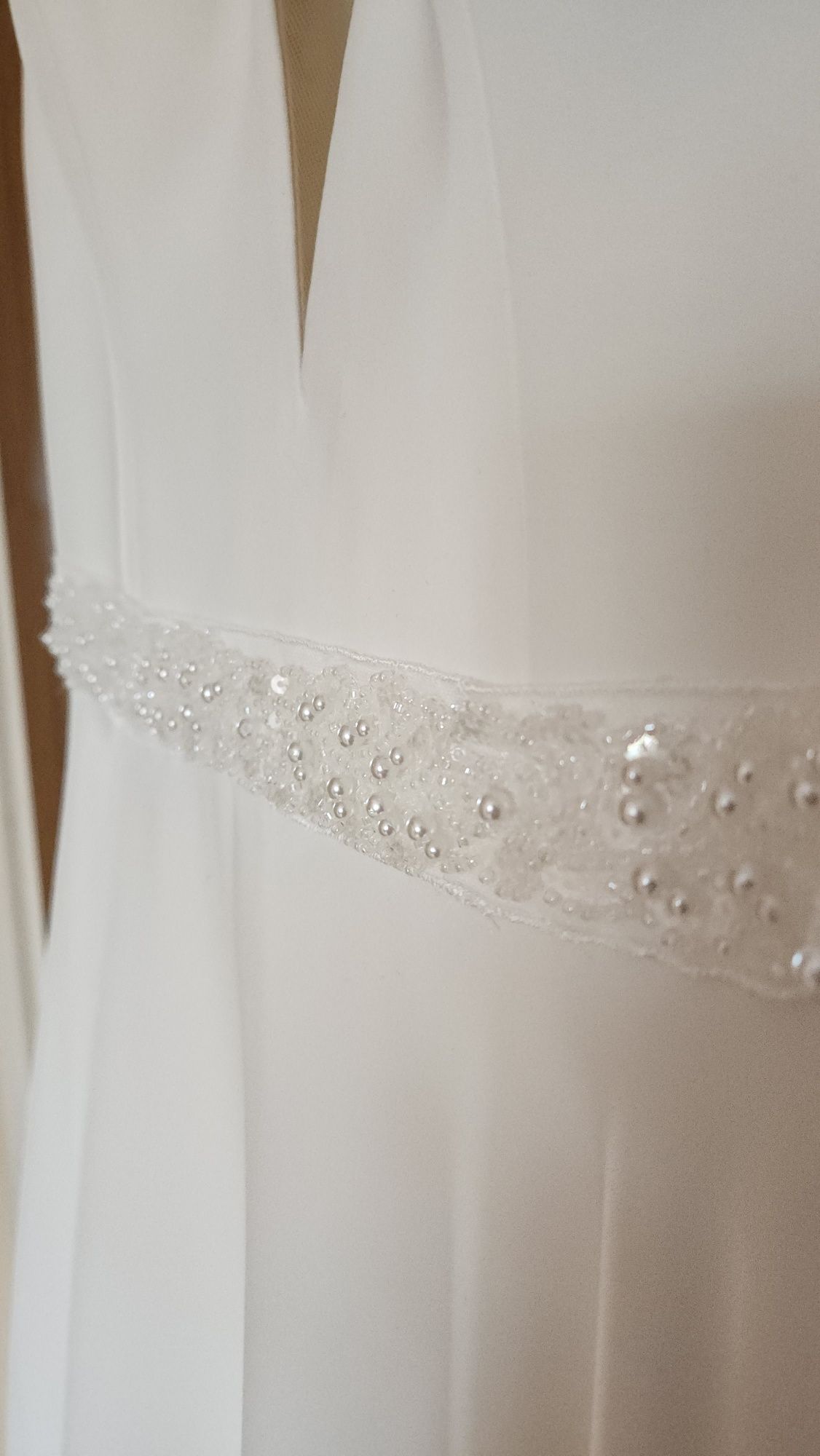 Suknia ślubna ivory + welon, biżuteria, pokrowiec – stan idealny