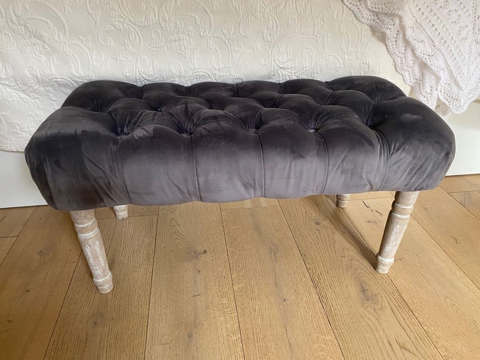 Siedzisko puf ława szara welurowa