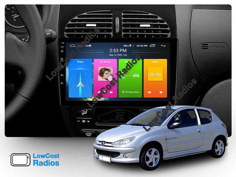 Auto Rádio GPS PEUGEOT 206 / 206 CC - Android • Multimédia BT USB WIFI