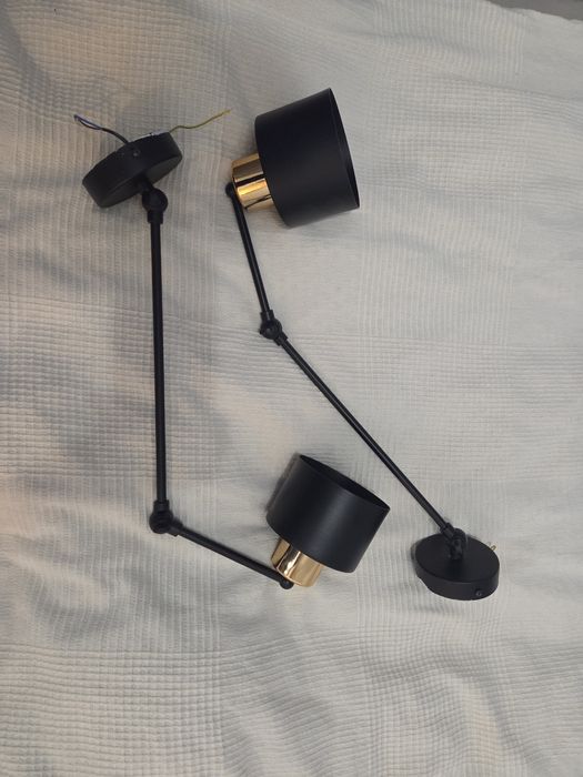 2 kinkiety czarne ze złotym elementem