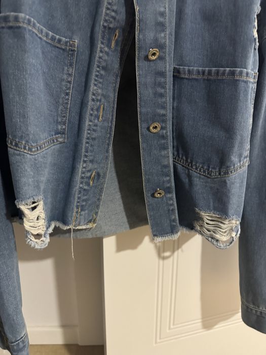 Kurtka jeansowa boohoo 42 XL przetarcia