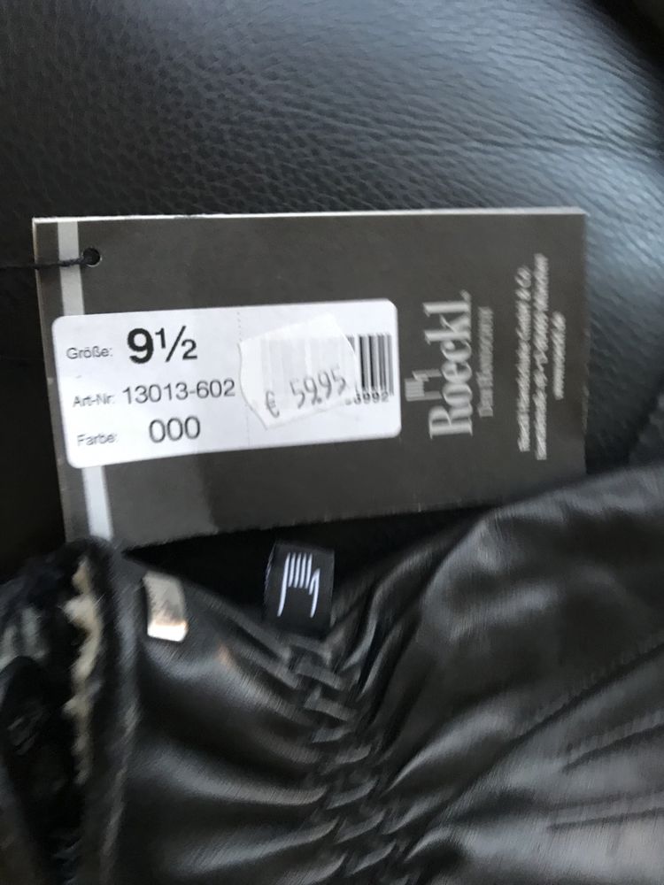 Rękawiczki skóra czarne nowe Roeckl 9/1/2