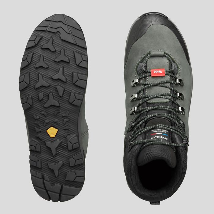 Botas de trekking -  TREK100 - impermeáveis - Molde largo -caqui homem