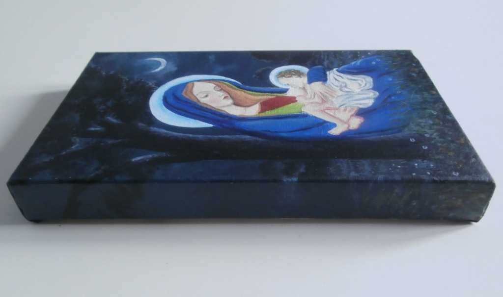 Autorska ikona "W drodze do Egiptu" olej na płótnie wymiary 25 x 15 cm