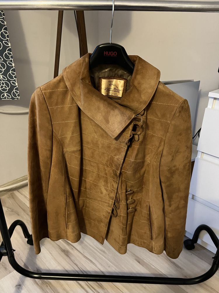 Damska unikatowa brązowa skórzana kurtka w stylu vintage L